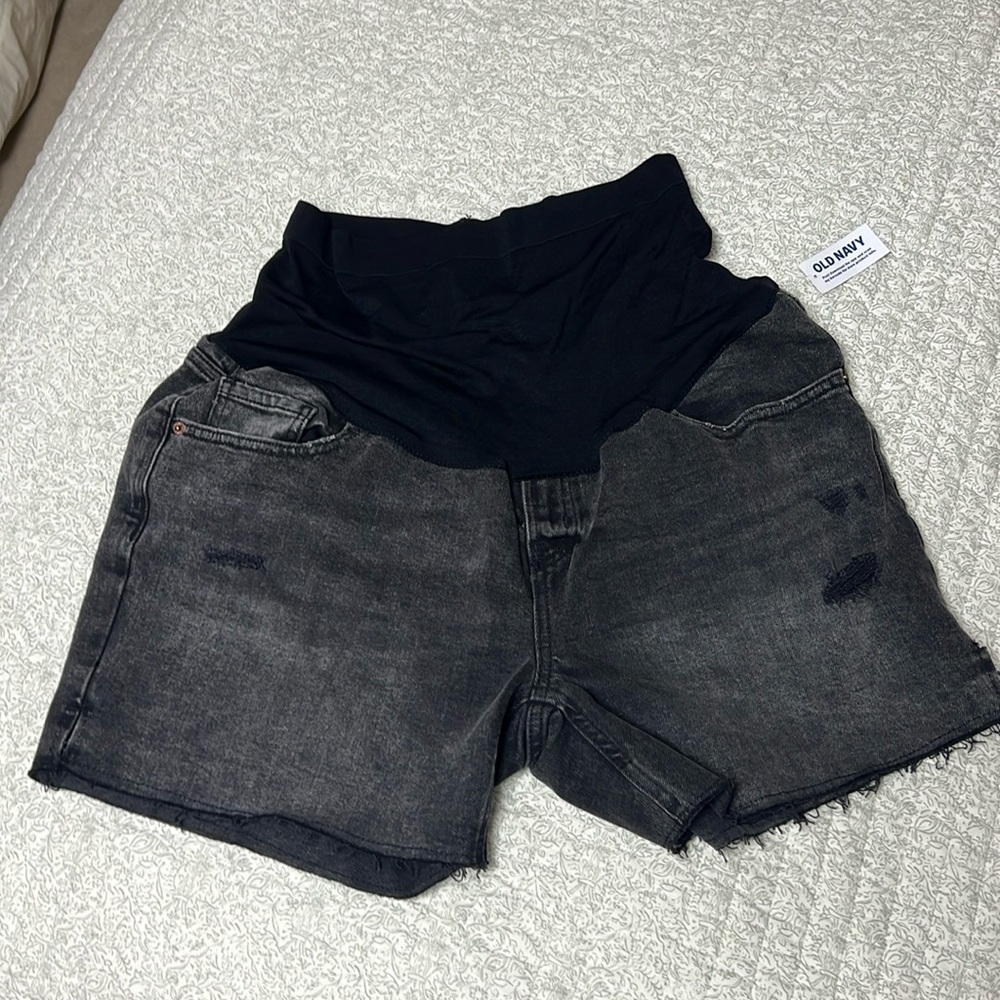 Old Navy Maternity Black Distressed Shorts